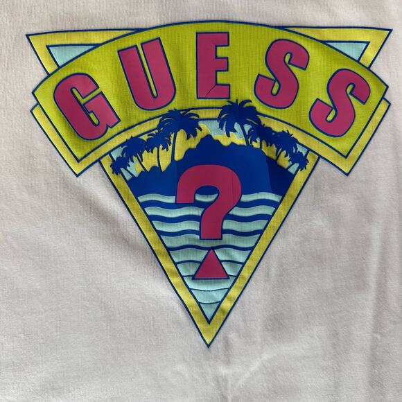 Guess Originals Classic Palm Tree Triangle T-shirt Men's S White Graphic Relaxed - Picture 8 of 12